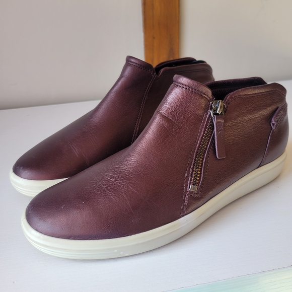 Ecco Womens Leather Slip On Sneakers Size 8 - Picture 2 of 12